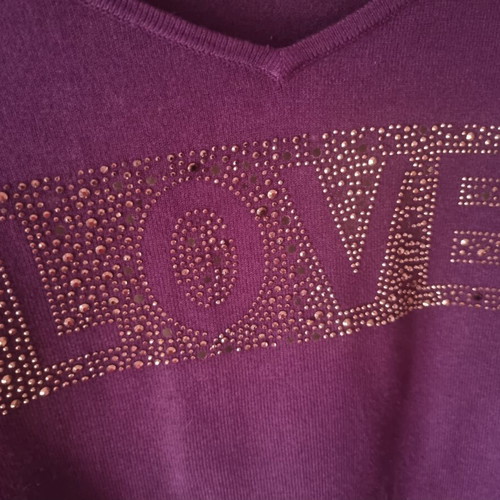 Guess women's blouse used, blue with LOVE strass