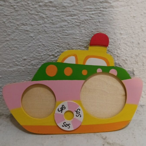 Wooden photo frame with sticker new