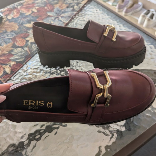 Eris Shoes women's burgundy loafers size 39 with chunky sole