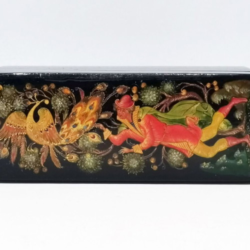 Russian lacquer box used with painting Ivan Tsarevich and the Firebird