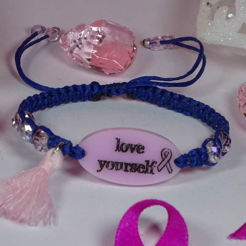 Hope Bracelet new, handmade macrame, blue and pink