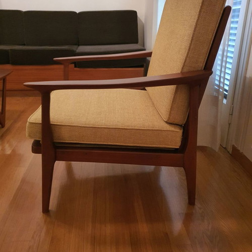 60s era living room set used with 3-seat sofa and armchairs