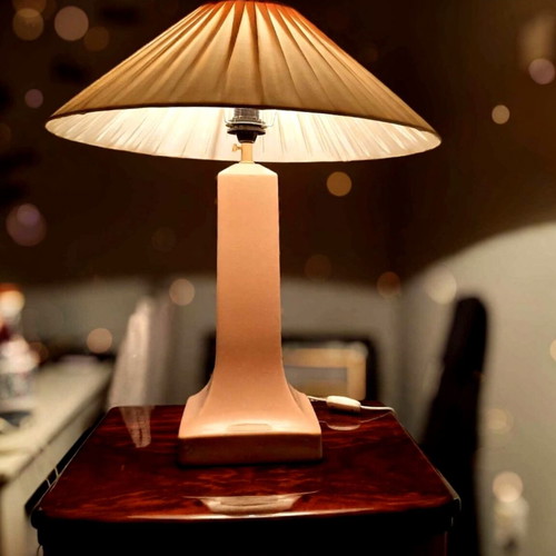 Vintage 80s XXL pink ceramic table lamp