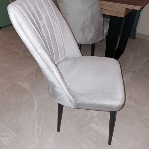 Dining set with 6 chairs walnut wood and metal frame, like new