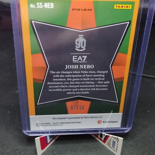 Josh Nebo Gold Auto Panini Select 2025-2026 Armani Milan Euroleague card like new