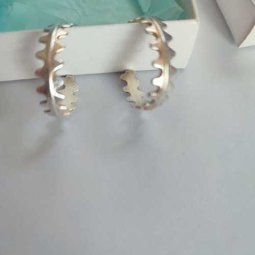 Steel hoop earrings new, silver