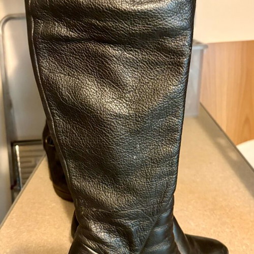 Leather boots with fur used, size 38, black
