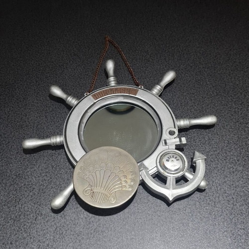 Soviet Wall Mirror Ship Wheel with Thermometer vintage, like new