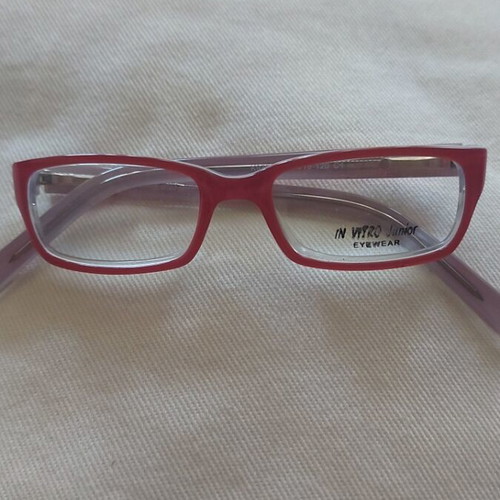 Children's eyeglasses with pink and purple plastic frame, size 41