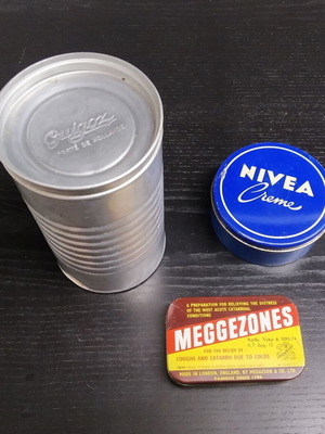 Vintage metal packaging used, pack of 3 pieces
