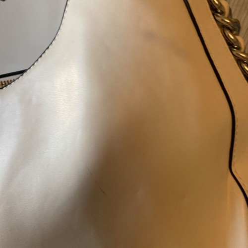 Cream Hobo Chain Shoulder Bag used with gold and silver details