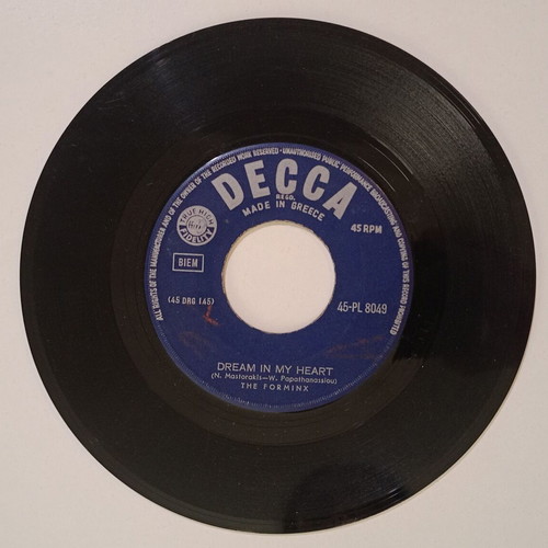 Decca 45 RPM record 45-PL 8049 by The Forminx used