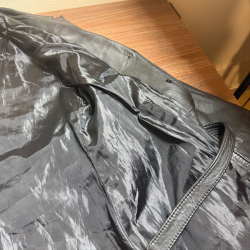 Elma Arwah women's black leather coat like new, size 54