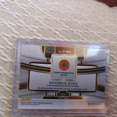 Panini Select EuroLeague 2025-26 Kendrick Nunn Memorabilia Card new