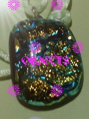 Dichroic glass pendant with adjustable cord