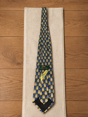 Longchamp Paris silk tie, blue and gold