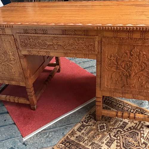 Wood Carved Antique Desk