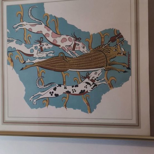 Mycenaean colored paintings used from frescoes and golden offerings