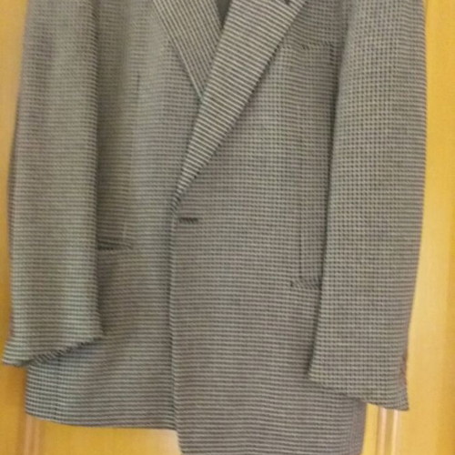 Men's checked wool jacket and olive brown trousers used
