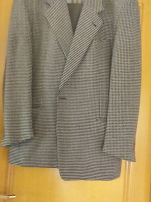 Men's checked wool jacket and olive brown trousers used