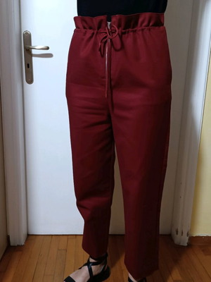 Mango red high-waisted cotton pants Small like new