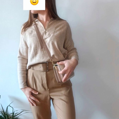 Outlet set pants and pullover Zara like new, beige and brown, size S-M