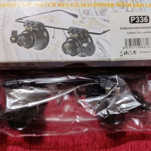 Glasses with magnifier HADEX P336 new, 20x with lighting