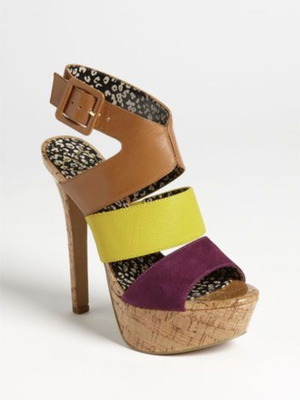 Jessica Simpson women's sandals new, leather and suede, size 40, purple and yellow