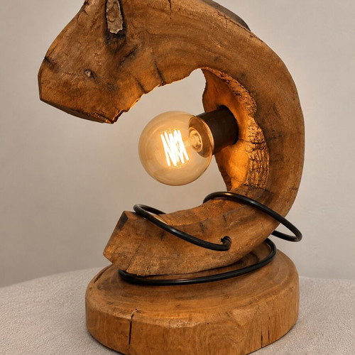Handmade table lamp from natural wood