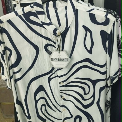 Men's Short Sleeve Shirt with Mao Collar Printed, New, Sizes S-XXL