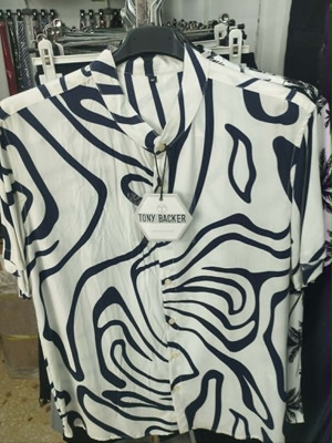 Men's Short Sleeve Shirt with Mao Collar Printed, New, Sizes S-XXL