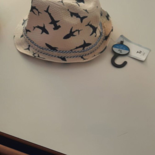 Boys hat new, summer straw, white and blue, size XS