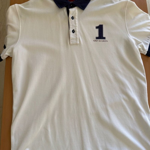 Polo shirt Navy & Green medium like new, white and blue