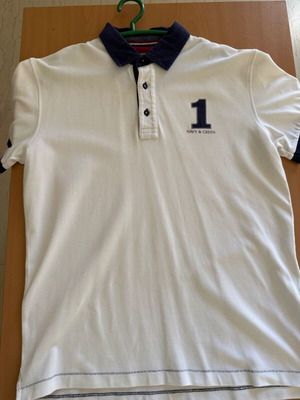 Polo shirt Navy & Green medium like new, white and blue