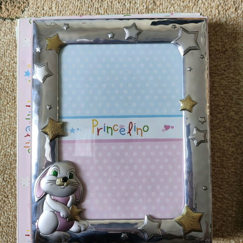 Children's silver photo frames 925° and enamel, new, set of 2