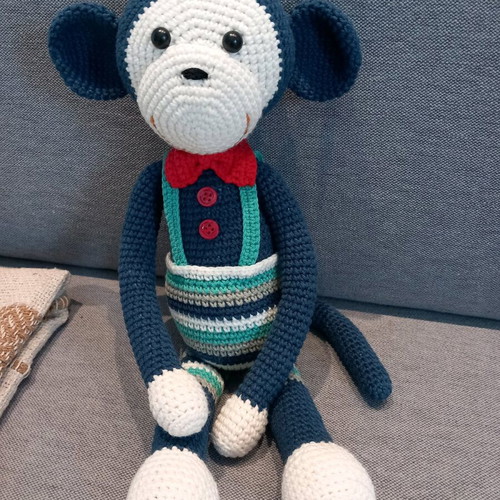 Handmade knitted monkey doll 36 cm new