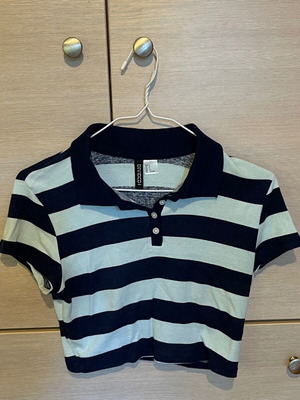 H&M blouse dark blue with turquoise stripes new, size small