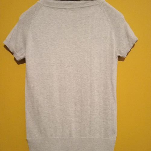 Motivi short-sleeve knit sweater, gray, size M, 5% cashmere