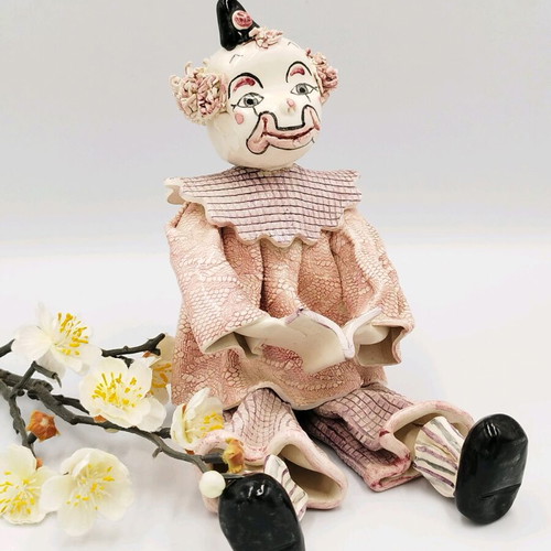 Italian ceramic clown like new, handmade unique art