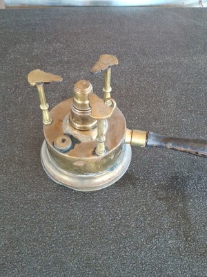 Brass spirit burner used, vintage 1950s