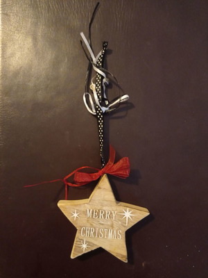 Christmas wooden hanging star decoration used