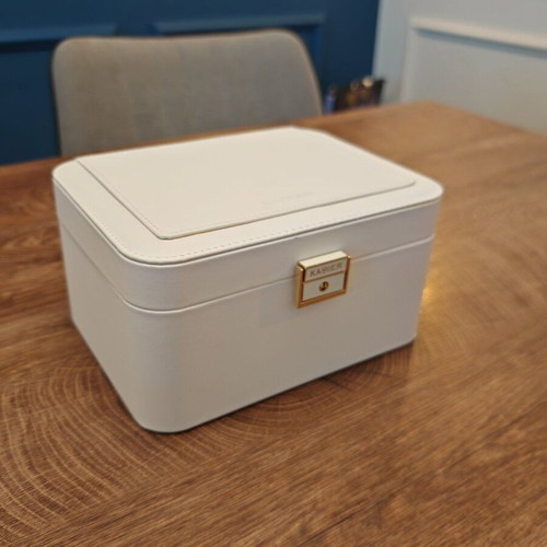Jewelry box new, white with drawers and compartments