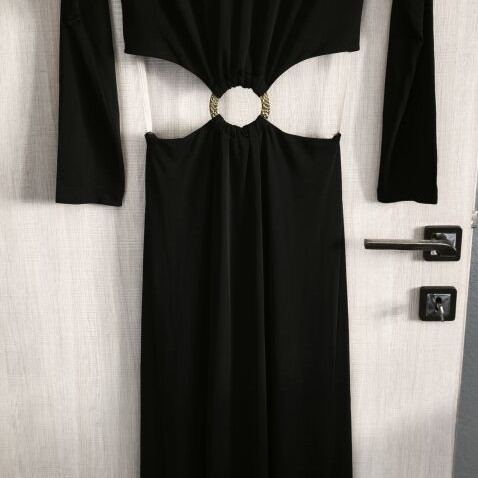 Deja Vu maxi dress with cut outs, like new, size large, black