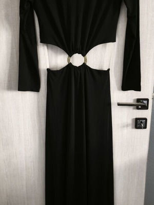 Deja Vu maxi dress with cut outs, like new, size large, black