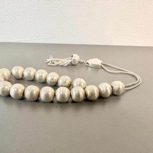 Silver worry beads new with 17 beads, 925 silver, 22 cm length