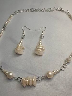 Χειροποίητο μαγικό σετ σκουλαρίκι και μορελόκ κατόπιν παραγγελίας, άσπρο ασημί