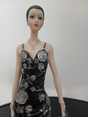 Decorative figurine of a girl with rose dress