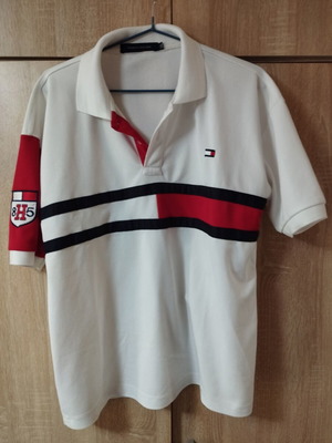 Tommy Hilfiger polo shirt XL like new, 100% cotton, white and red