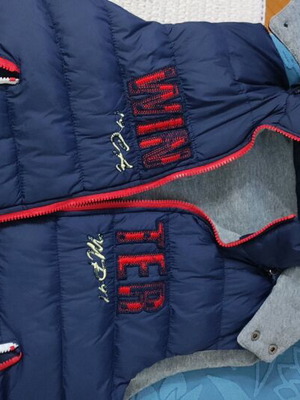 Sleeveless vest jacket used, blue, size M with detachable hood