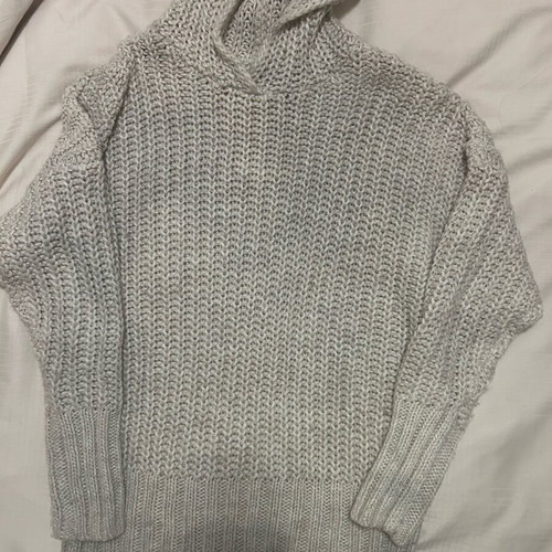 Long sweater with hood gray beige used